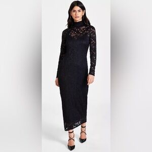 Bar III Black Lace Long Sleeve Sheath Dress